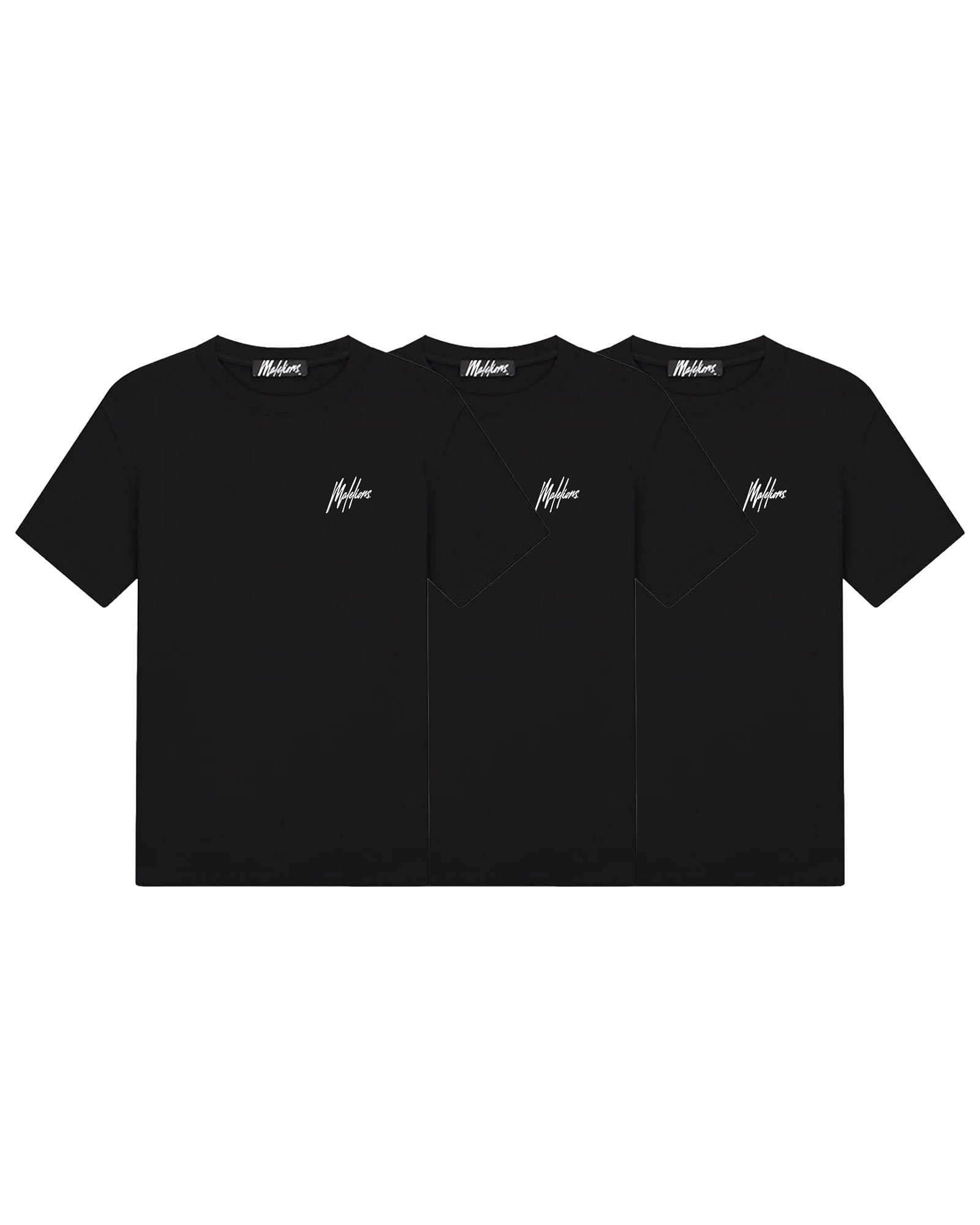 Malelions Small Signature T-Shirt 3-Pack | Black/Black/Black
