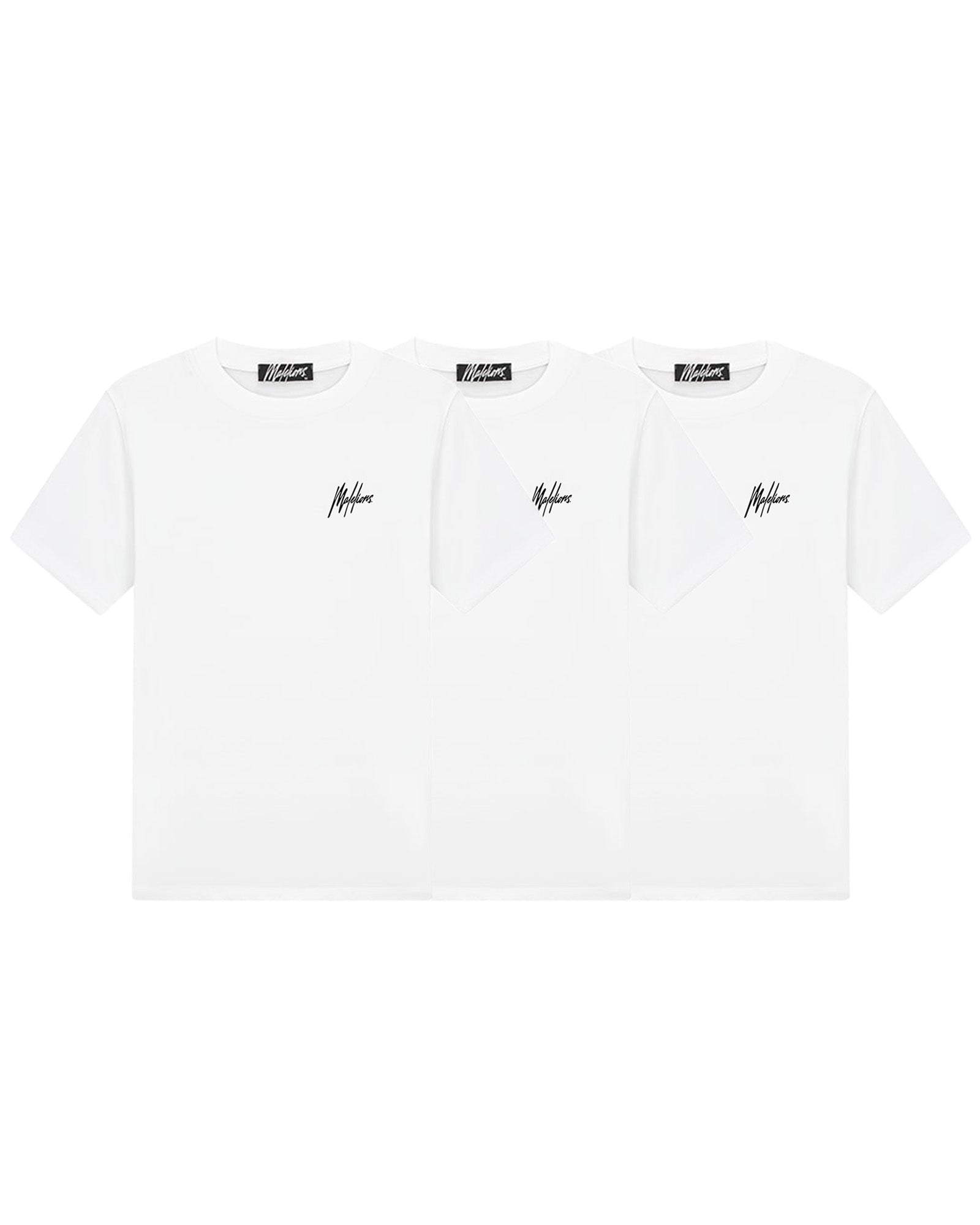 Malelions Small Signature T-Shirt 3-Pack | White/White/White