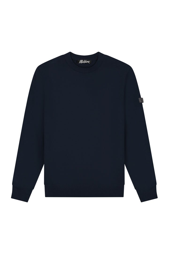 MM1-PS25-02_303_Malelions_Men_Knitted_Crewneck_Navy_Front_7f2f777c-7272-4733-9a44-c9021792a005.jpg