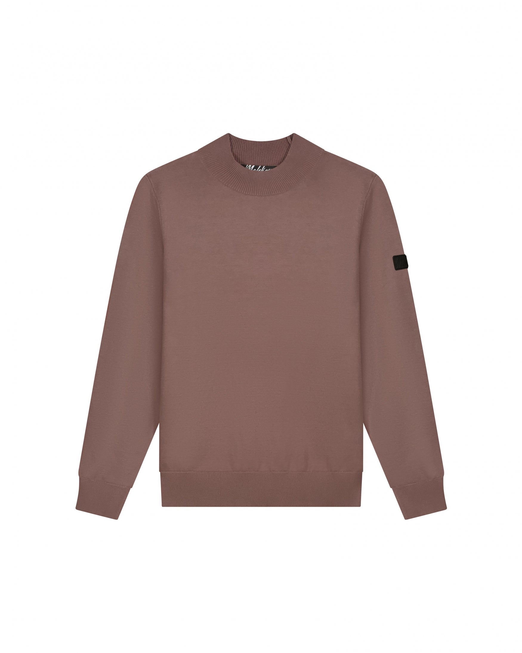 Malelions Men Knitted Mock Neck Sweater | Stone Brown