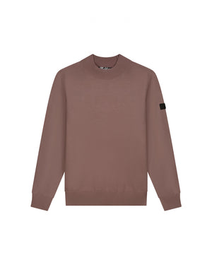 Malelions Men Knitted Mock Neck Sweater | Stone Brown