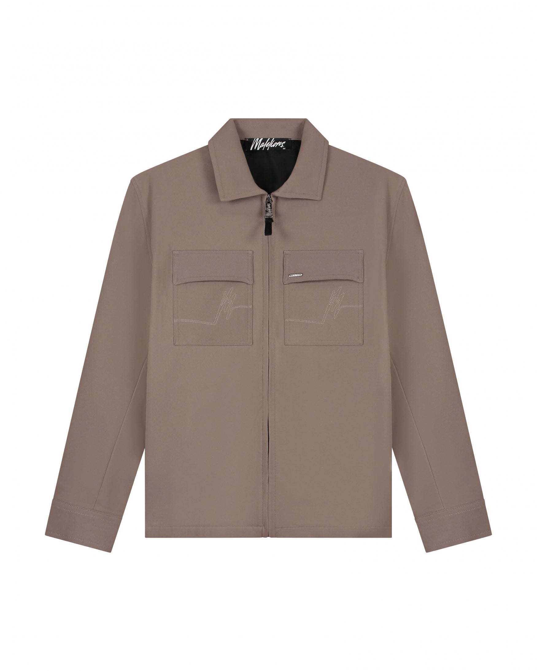  Malelions Men Zip Overshirt | Stone Brown