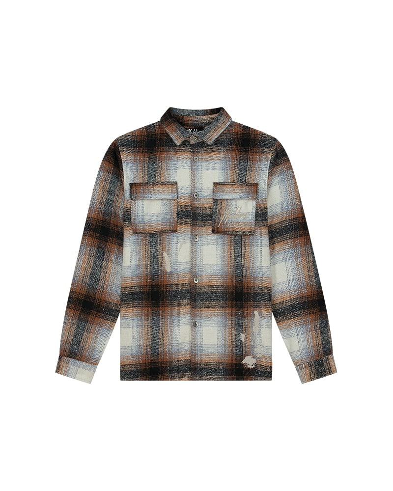  Malelions Men Flannel Overshirt | Blue/Beige