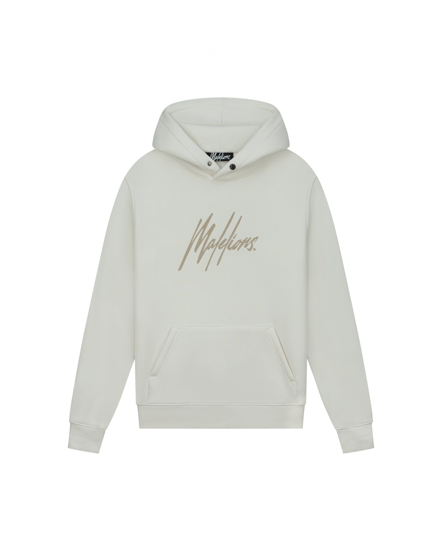  Malelions Men Striped Signature Hoodie | Off-White/Taupe