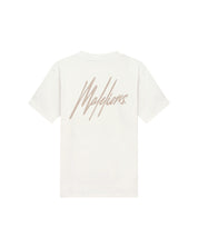 Malelions Men Striped Signature T-Shirt | Off-White/Taupe