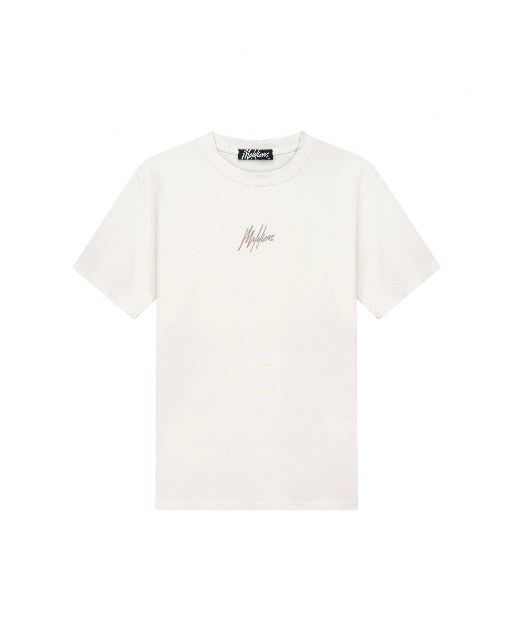  Malelions Men Striped Signature T-Shirt | Off-White/Taupe