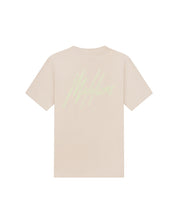 Malelions Men Striped Signature T-Shirt | Taupe/Light Green