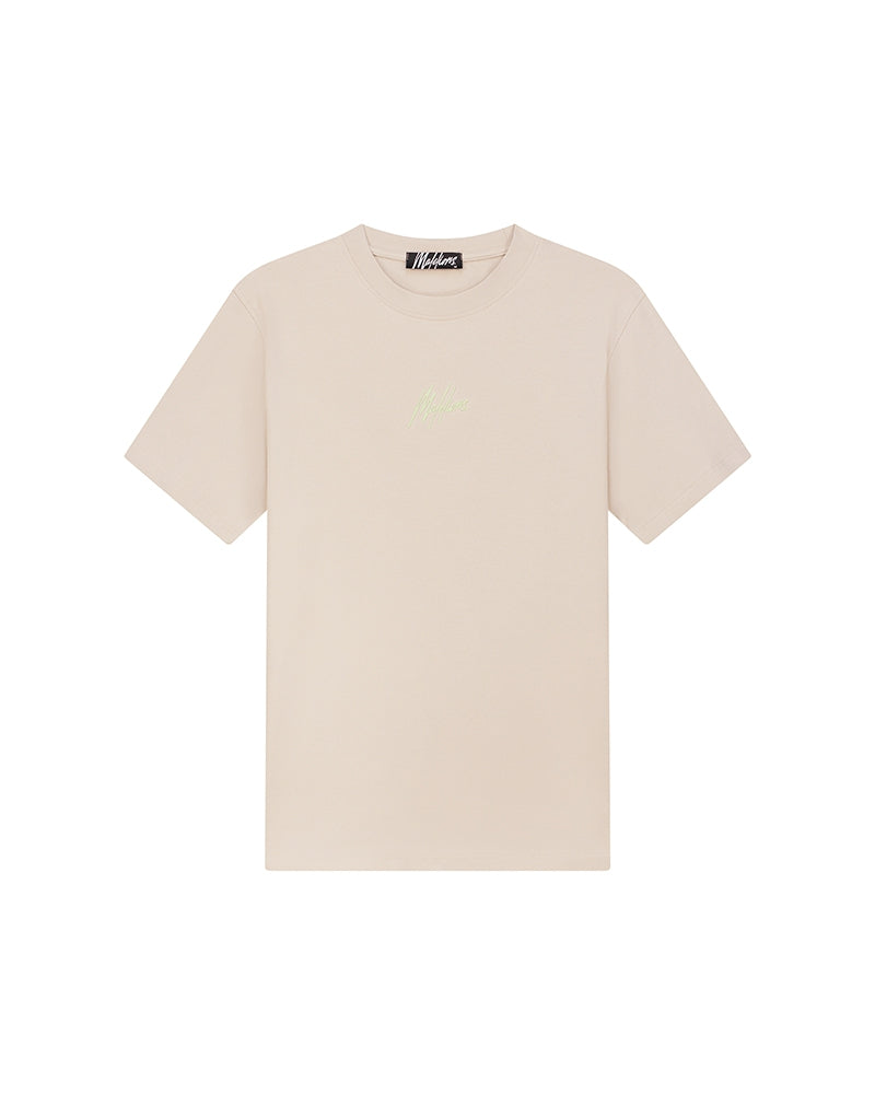  Malelions Men Striped Signature T-Shirt | Taupe/Light Green