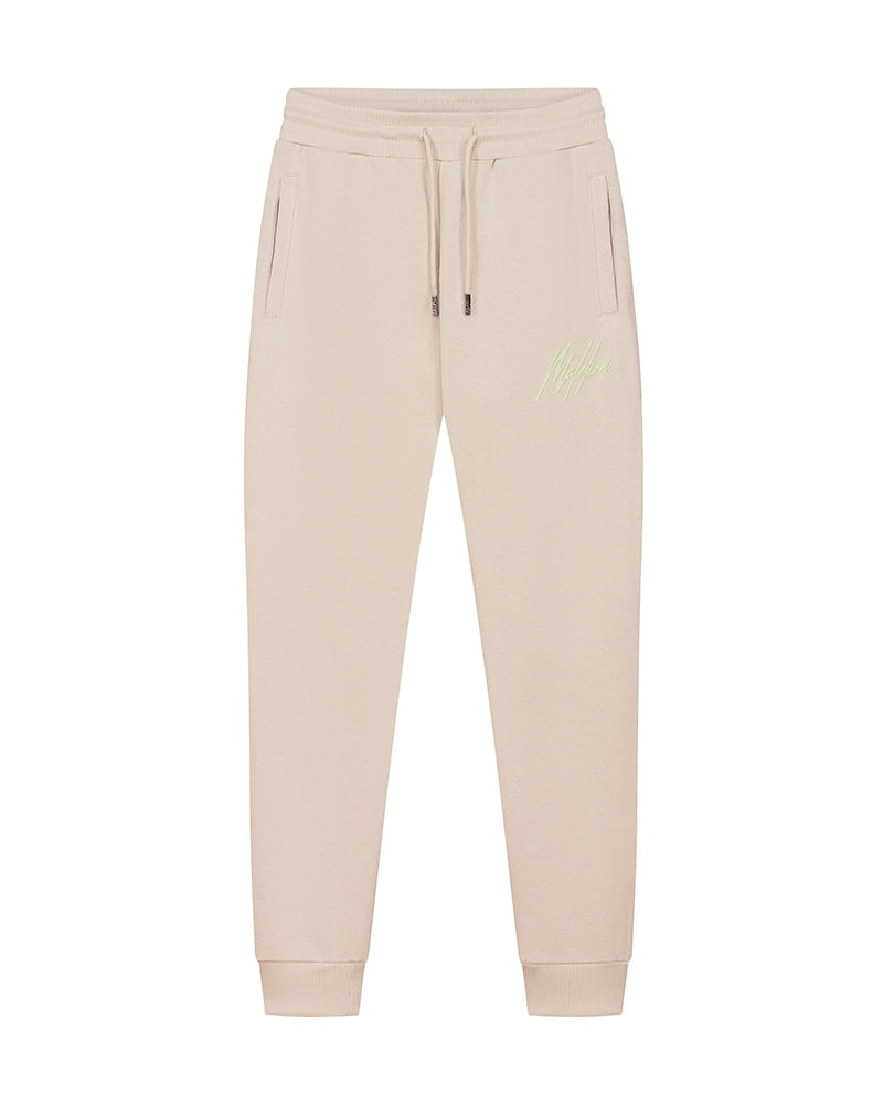  Malelions Men Striped Signature Sweatpants | Taupe/Light Green