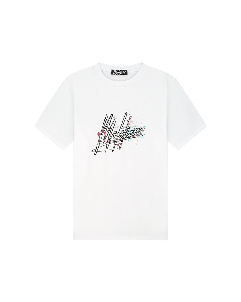  Malelions Men Splash Signature T-Shirt | White