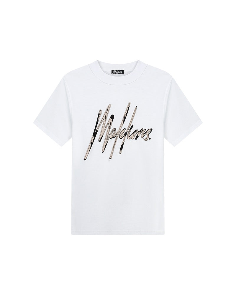  Malelions Men Destroyed Signature T-Shirt | White/Black