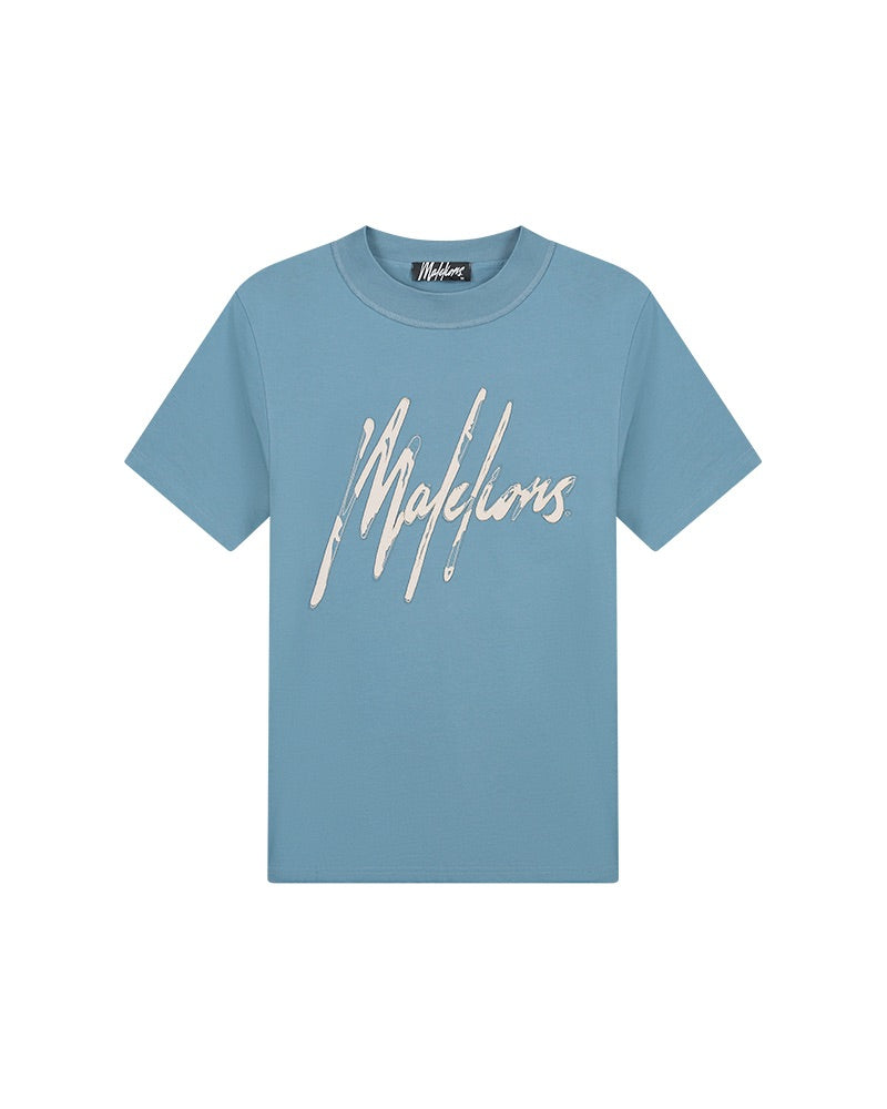  Malelions Men Destroyed Signature T-Shirt | Slate Blue/Cement