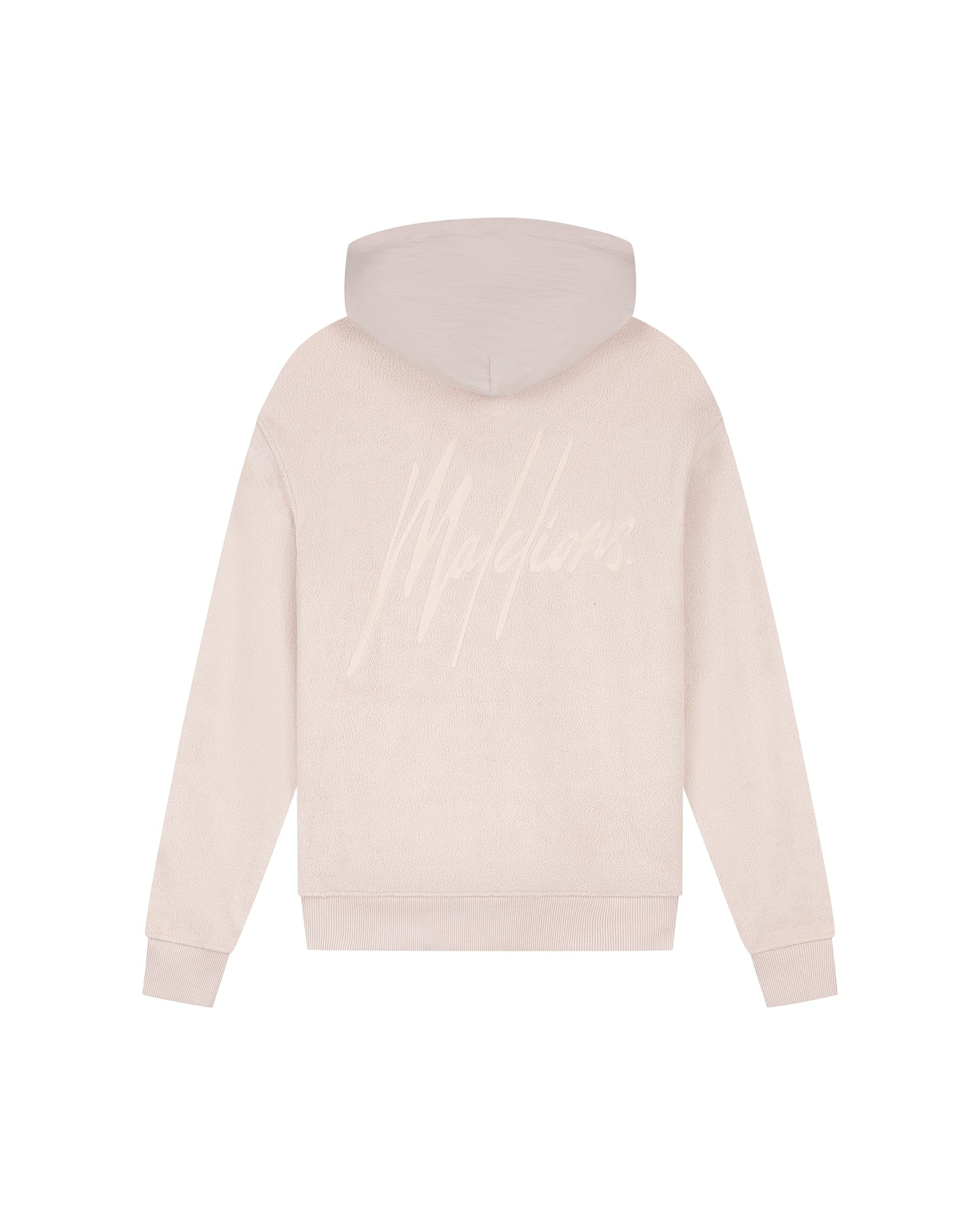 Malelions Men Fleece Nylon Half Zip Hoodie | Sand