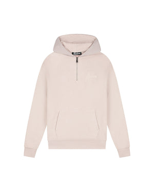 Malelions Men Fleece Nylon Half Zip Hoodie | Sand