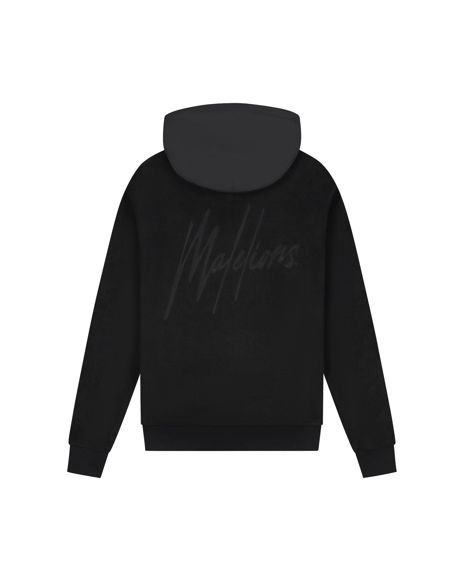 Malelions Men Fleece Nylon Half Zip Hoodie | Black