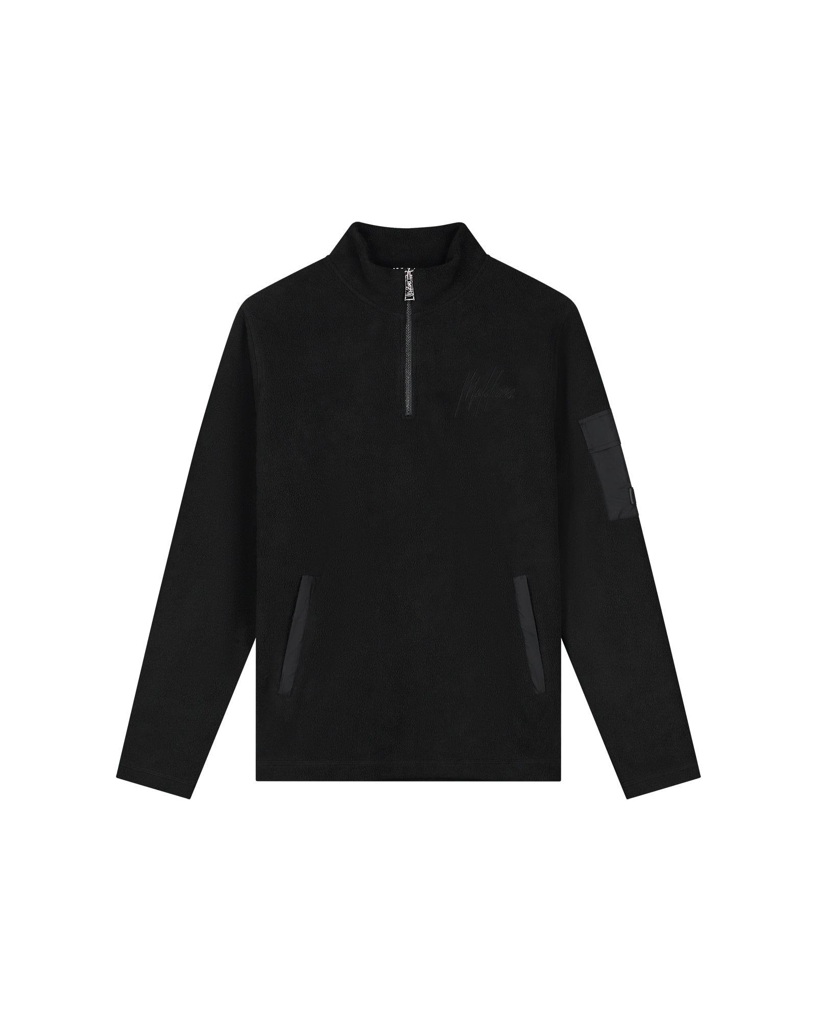 Malelions Men Fleece Half Zip Sweater | Black