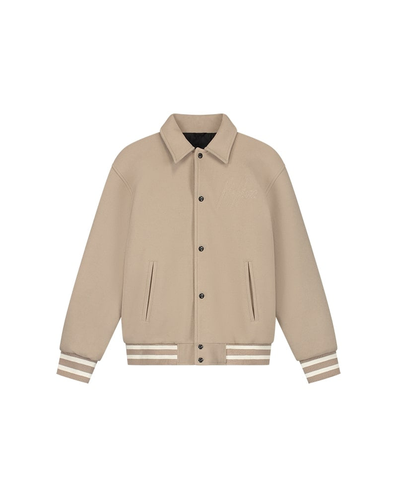  Malelions Men Signature Varsity Jacket | Beige