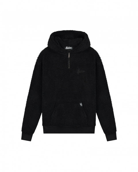 Malelions Men Sherpa Signature Half Zip Hoodie Black Malelions