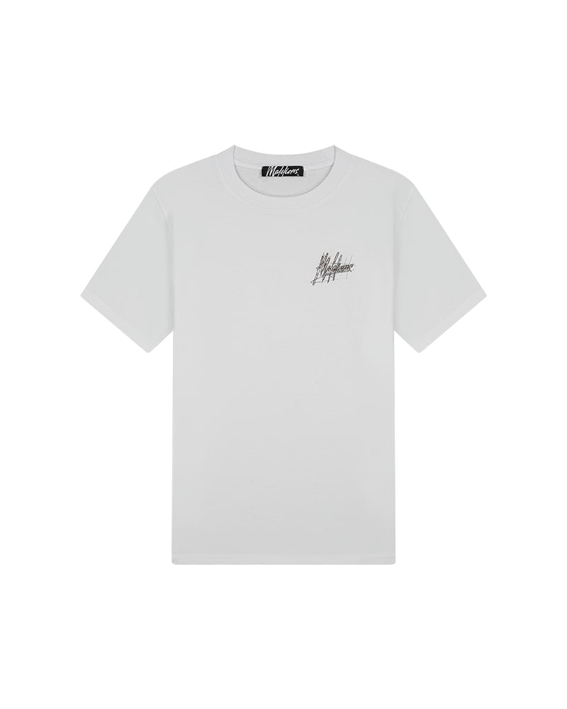 Malelions Men Splash Signature T Shirt White Malelions