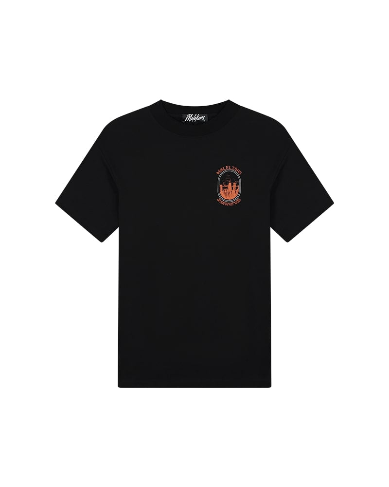  Malelions Men Skyline T-Shirt | Black/Orange