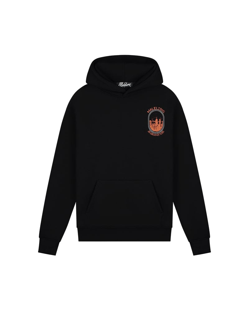  Malelions Men Skyline Hoodie | Black/Orange