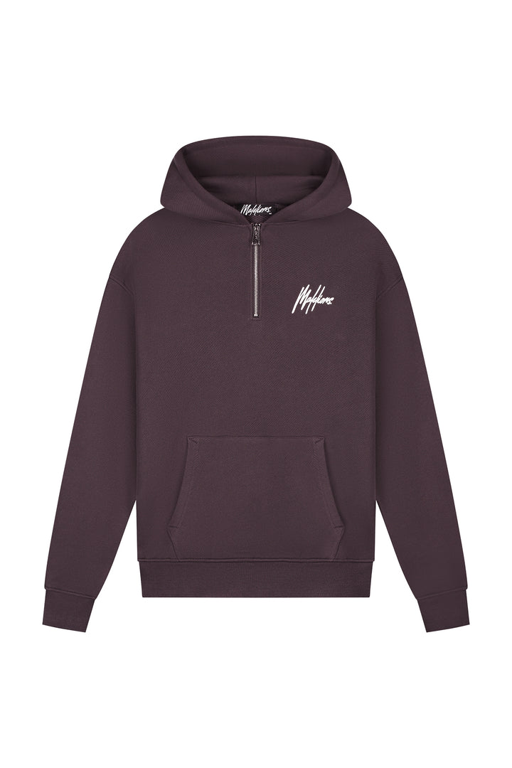 MM2-AW25-25_696_Malelions_Men_Chainstitch_Signature_Half_Zip_Hoodie_Mulch_Brown_Front.jpg