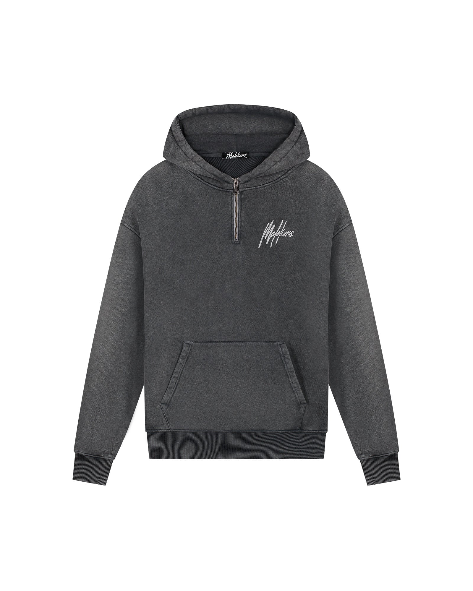 Malelions Men Chainstitch Signature Half Zip Hoodie | Acid Wash