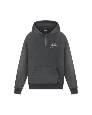 Malelions Men Chainstitch Signature Half Zip Hoodie | Acid Wash