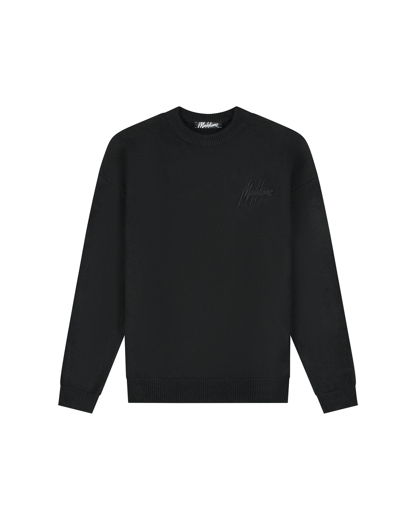 Malelions Herren Oversize-Strickpullover mit charakteristischem Muster | Schwarz