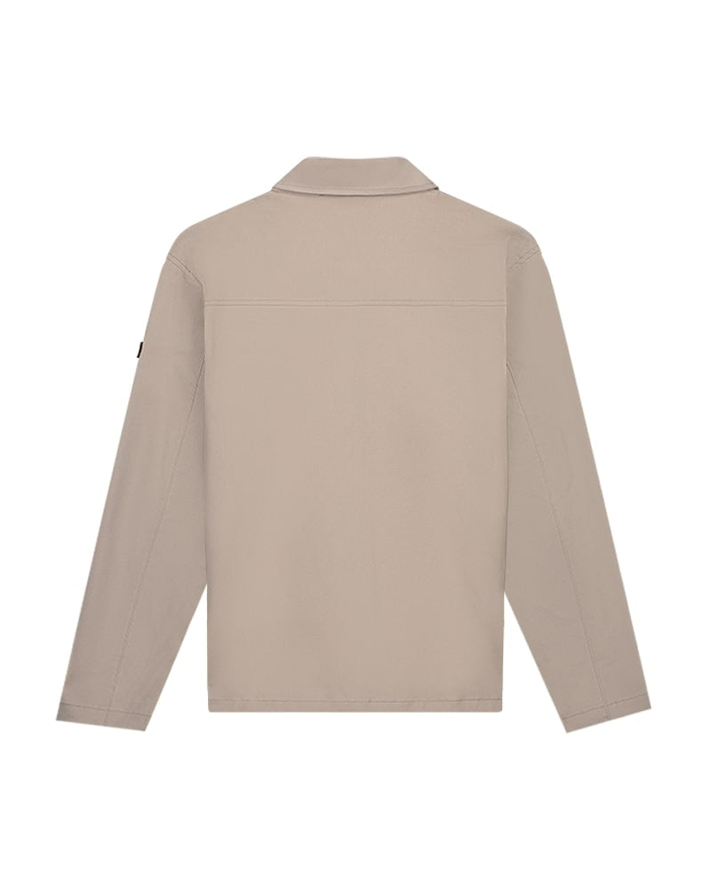 Malelions Men Cotton Zip Overshirt | Beige