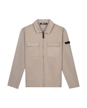 Malelions Men Cotton Zip Overshirt | Beige