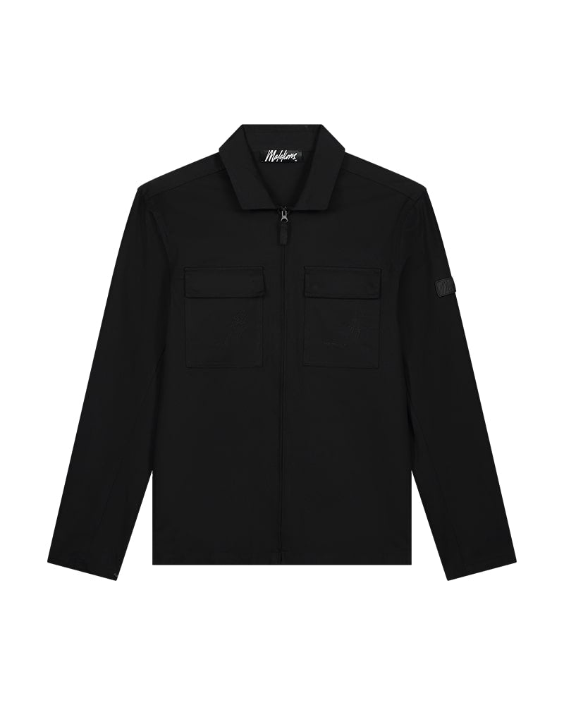  Malelions Men Cotton Zip Overshirt | Black