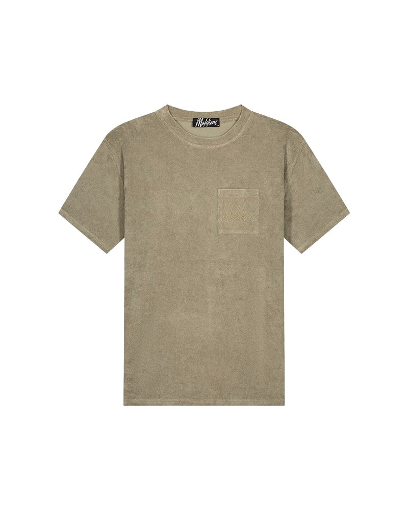  Malelions Men Signature Towelling T-Shirt | Dry Sage