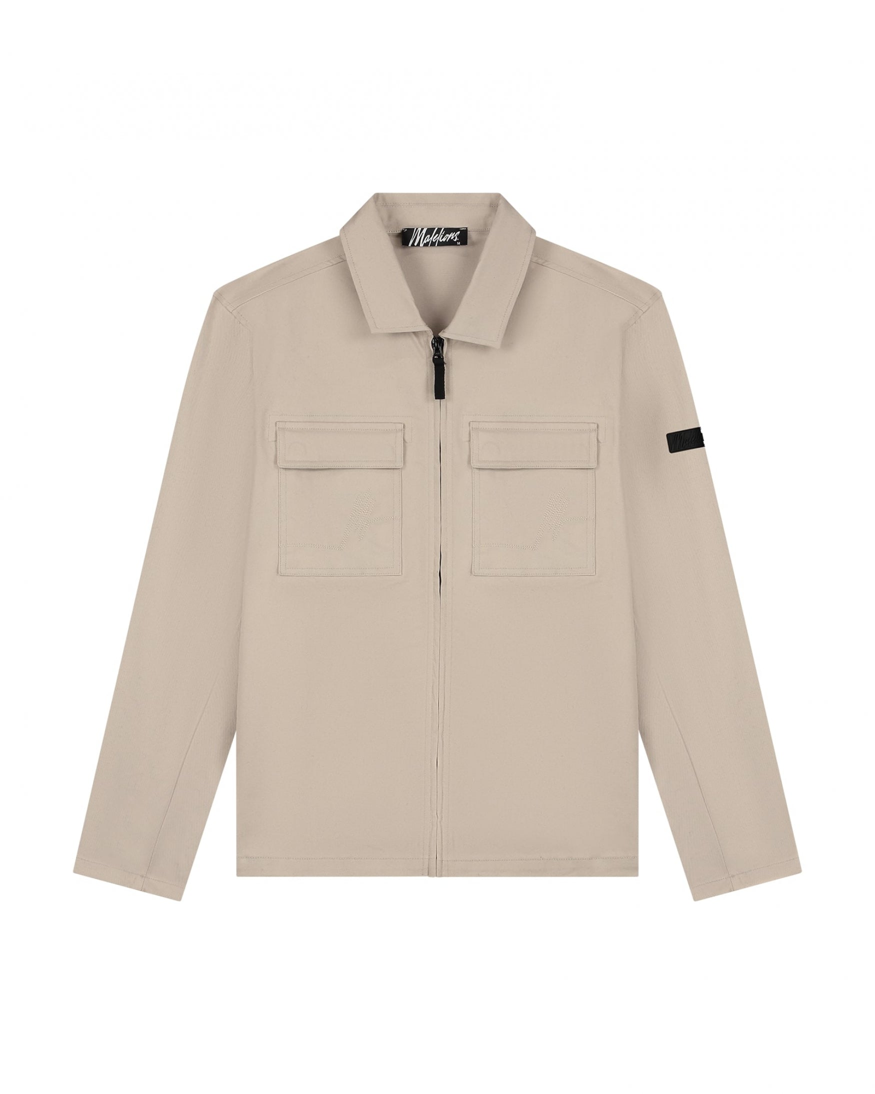  Malelions Men Cotton Zip Overshirt | Taupe