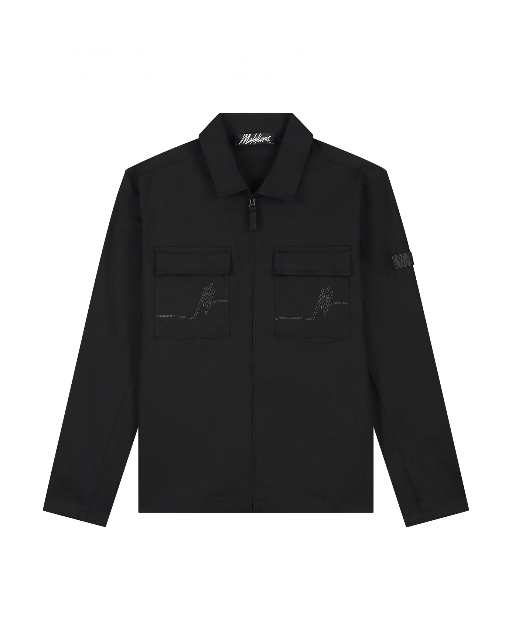  Malelions Men Cotton Zip Overshirt | Black