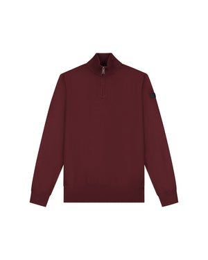 Malelions Men Knitted Quarter Zip | Burgundy