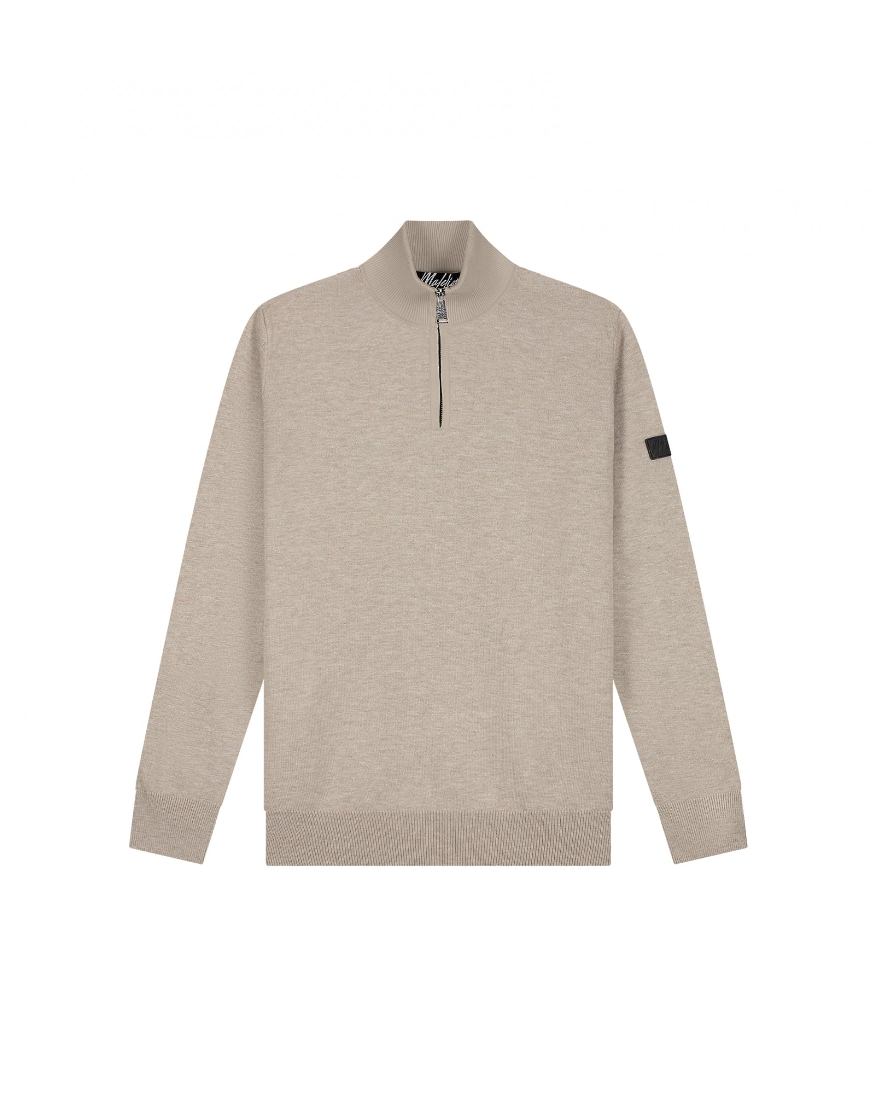  Malelions Men Knitted Quarter Zip | Taupe