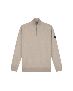 Malelions Men Knitted Quarter Zip | Taupe