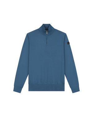 Malelions Men Knitted Quarter Zip | Blue Slate