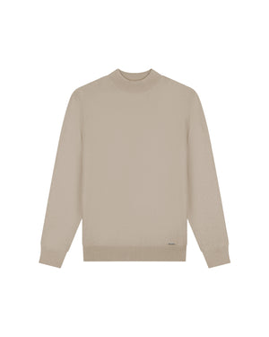 Malelions Men Knitted Mockneck Sweater | Sand