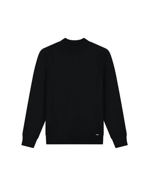 Malelions Men Knitted Mockneck Sweater | Black