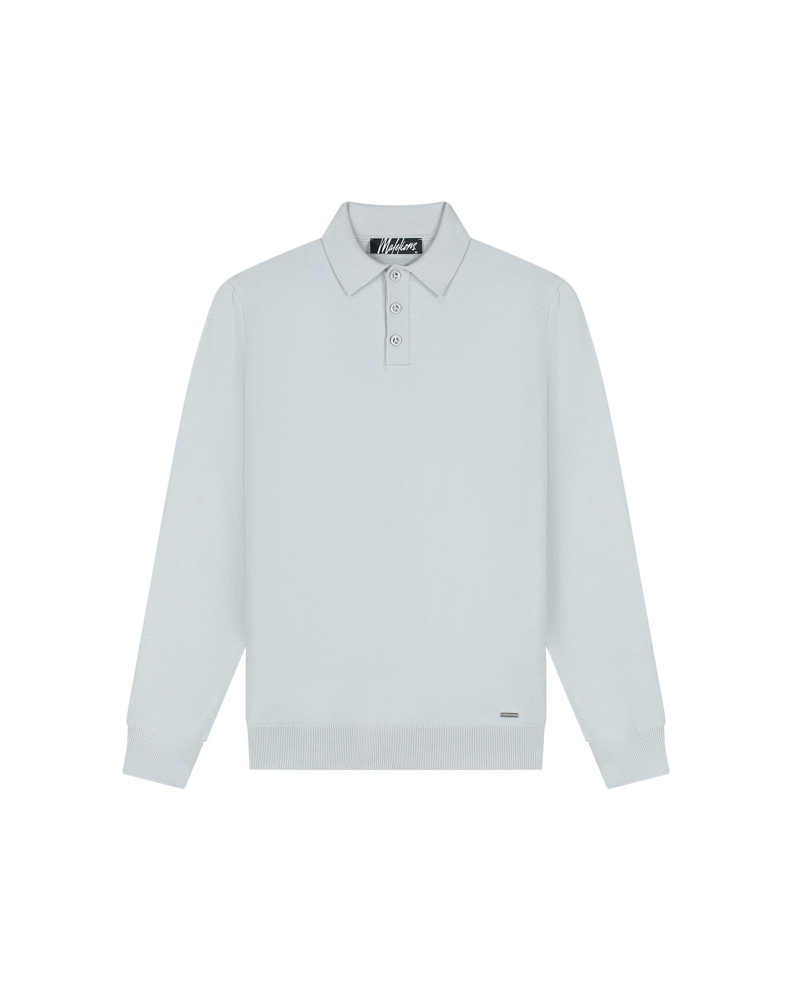 Malelions Men Knitted Longsleeve Polo | Ocean Grey