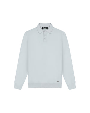Malelions Men Knitted Longsleeve Polo | Ocean Grey