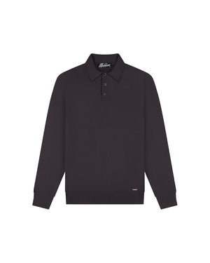 Malelions Men Knitted Longsleeve Polo | Mulch Brown