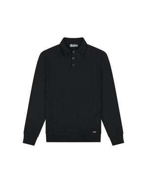 Malelions Men Knitted Longsleeve Polo | Black