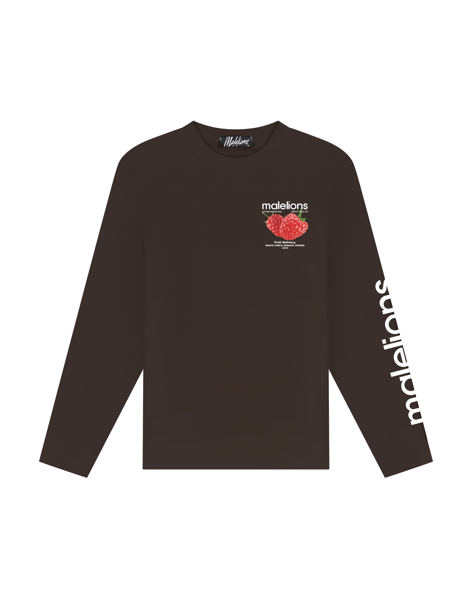 Malelions Men Raspberry Longsleeve T-Shirt | Mulch Brown