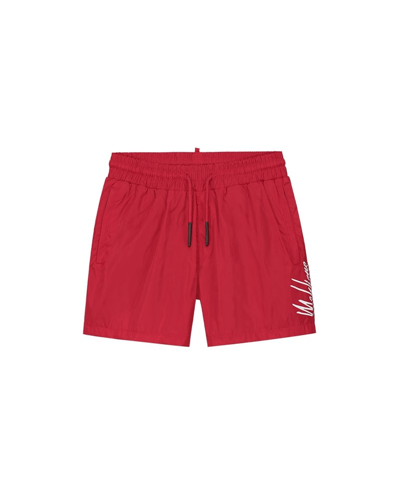  Malelions Men Split Swim Shorts | Red/Grey