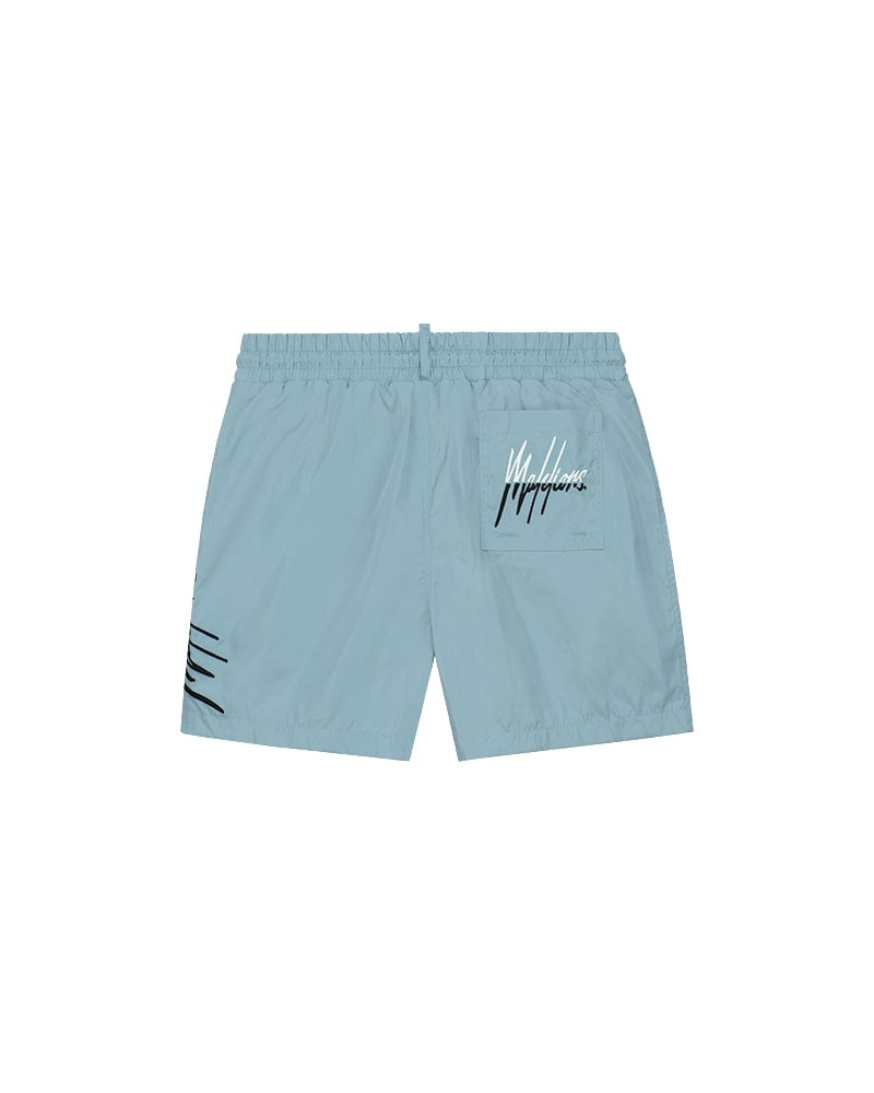 Malelions Men Split Swim Shorts | Light Blue/Off-White