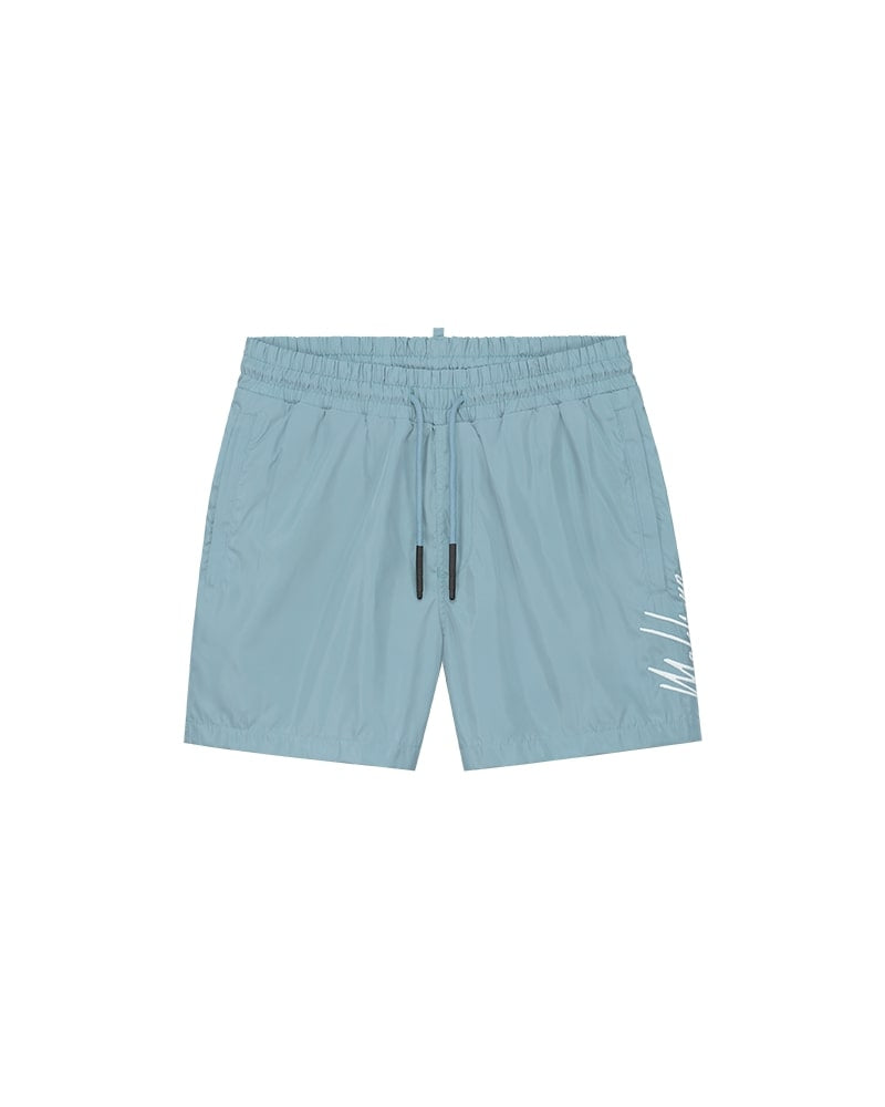  Malelions Men Split Swim Shorts | Light Blue/Off-White