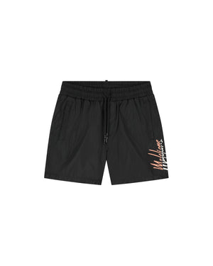 Malelions Men Split Swim Shorts | Black/Coral